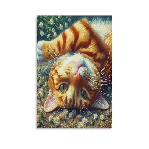 UNRXJZLVM Cute Katze Wandbild Leinwand Gemälde Wohnzimmer Deko Wand Poster Kunstdruck Für Bauernhaus Schlafzimmer Wohnzimmer Dekor 08x12inch(20x30cm) von UNRXJZLVM