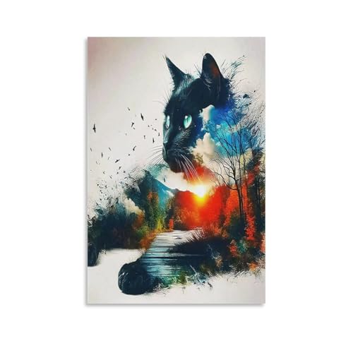 UNRXJZLVM Cute Katze Wandbild Leinwand Gemälde Wohnzimmer Deko Wand Poster Kunstdruck Für Schlafzimmer Wohnzimmer Dekor 08x12inch(20x30cm) von UNRXJZLVM
