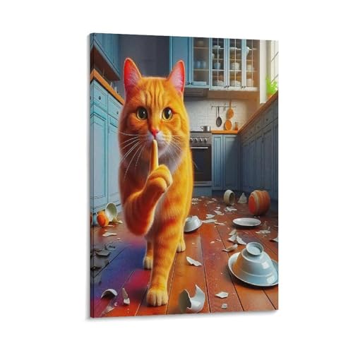 UNRXJZLVM Cute Katze Wandbild Leinwand Gemälde Wohnzimmer Deko Wand Poster Kunstdruck Für Schlafzimmer Wohnzimmer Dekor 12x18inch(30x45cm) von UNRXJZLVM