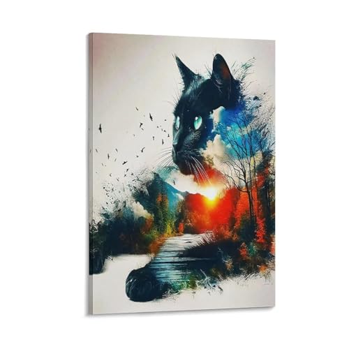 UNRXJZLVM Cute Katze Wandbild Leinwand Gemälde Wohnzimmer Deko Wand Poster Kunstdruck Für Schlafzimmer Wohnzimmer Dekor 20x30inch(50x75cm) von UNRXJZLVM