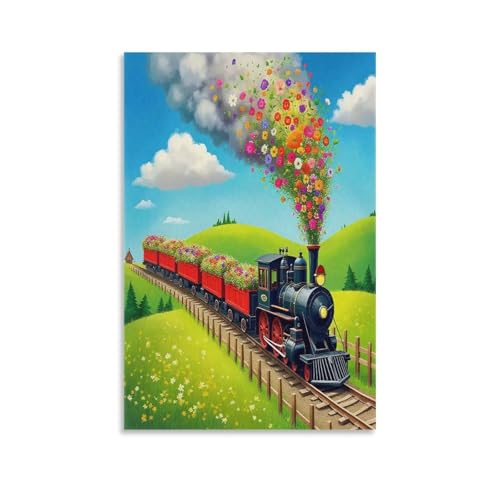 UNRXJZLVM Dampfzug Wandbild Leinwand Gemälde Wohnzimmer Deko Wand Poster Kunstdruck Für Schlafzimmer Wohnzimmer Dekor 20x30inch(50x75cm) von UNRXJZLVM