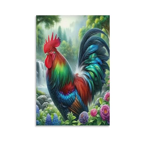 UNRXJZLVM Hahn Wandbild Leinwand Gemälde Wohnzimmer Deko Wand Poster Kunstdruck Für Bauernhaus Schlafzimmer Wohnzimmer Dekor 12x18inch(30x45cm) von UNRXJZLVM