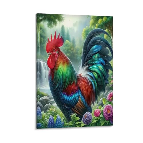 UNRXJZLVM Hahn Wandbild Leinwand Gemälde Wohnzimmer Deko Wand Poster Kunstdruck Für Bauernhaus Schlafzimmer Wohnzimmer Dekor 12x18inch(30x45cm) von UNRXJZLVM