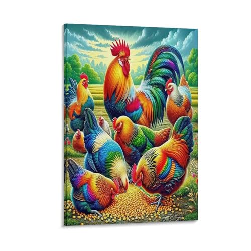 UNRXJZLVM Hahn Wandbild Leinwand Gemälde Wohnzimmer Deko Wand Poster Kunstdruck Für Bauernhaus Schlafzimmer Wohnzimmer Dekor 16x24inch(40x60cm) von UNRXJZLVM
