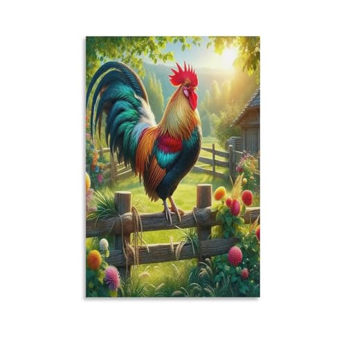 UNRXJZLVM Hahn Wandbild Leinwand Gemälde Wohnzimmer Deko Wand Poster Kunstdruck Für Schlafzimmer Wohnzimmer Dekor 08x12inch(20x30cm) von UNRXJZLVM