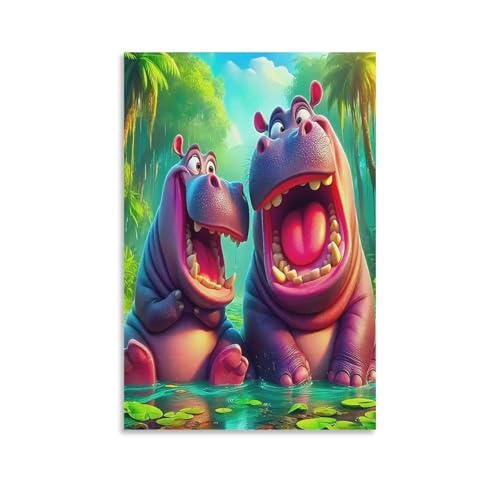 UNRXJZLVM Hippopotamus Wandbild Leinwand Gemälde Wohnzimmer Deko Wand Poster Kunstdruck Für Schlafzimmer Wohnzimmer Dekor 16x24inch(40x60cm) von UNRXJZLVM