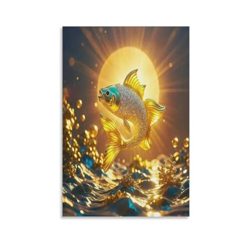 UNRXJZLVM Koi Fisch Wandbild Leinwand Gemälde Wohnzimmer Deko Wand Poster Kunstdruck Für Bauernhaus Schlafzimmer Wohnzimmer Dekor 08x12inch(20x30cm) von UNRXJZLVM