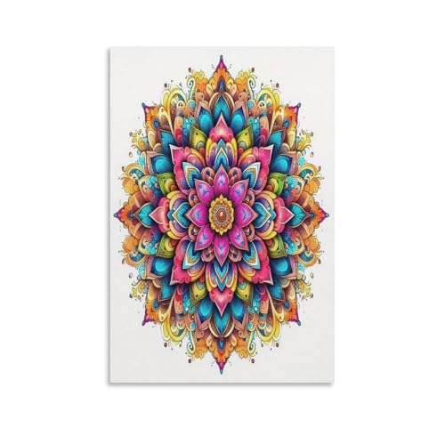 UNRXJZLVM Mandala Blume Wandbild Leinwand Gemälde Wand-Dekorationen Fotoposter Kunstdruck Für Bauernhaus Schlafzimmer Wohnzimmer Dekor 16x24inch(40x60cm) von UNRXJZLVM
