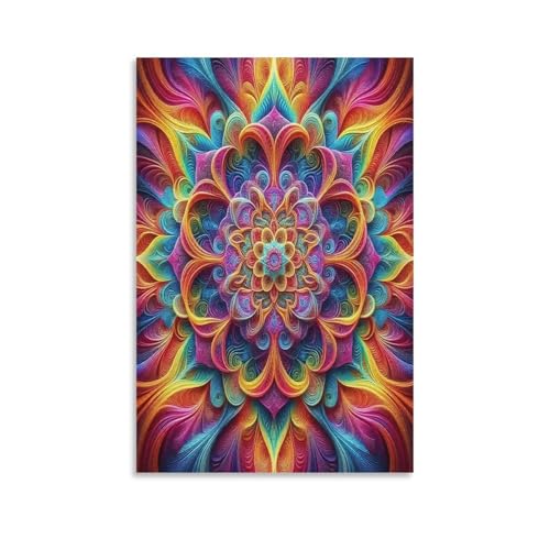 UNRXJZLVM Mandala Blume Wandbild Leinwand Gemälde Wand-Dekorationen Fotoposter Kunstdruck Für Bauernhaus Schlafzimmer Wohnzimmer Dekor 16x24inch(40x60cm) von UNRXJZLVM