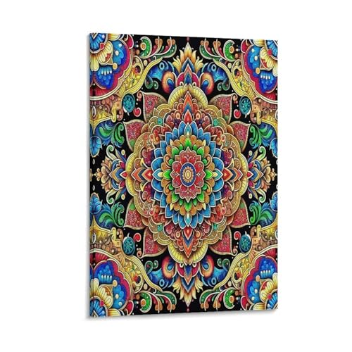 UNRXJZLVM Mandala Blume Wandbild Leinwand Gemälde Wand-Dekorationen Fotoposter Leinwanddrucke Kunstwerk Für Bad Schlafzimmer Wanddekoration 08x12inch(20x30cm) von UNRXJZLVM