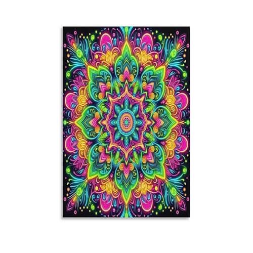 UNRXJZLVM Mandala Blume Wandbild Leinwand Gemälde Wand-Dekorationen Fotoposter Leinwanddrucke Kunstwerk Für Schlafzimmer Wohnzimmer Dekor 08x12inch(20x30cm) von UNRXJZLVM