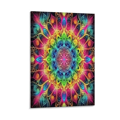 UNRXJZLVM Mandala Blume Wandbild Leinwand Gemälde Wand-Dekorationen Fotoposter Leinwanddrucke Kunstwerk Für Schlafzimmer Wohnzimmer Dekor 16x24inch(40x60cm) von UNRXJZLVM