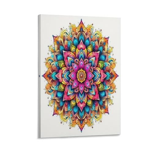 UNRXJZLVM Mandala Blume Wandbild Leinwand Gemälde Wand-Dekorationen Poster Kunstdruck Für Schlafzimmer Wanddekoration Gerahmt 08x12inch(20x30cm) von UNRXJZLVM