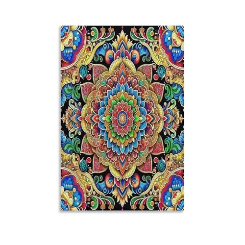 UNRXJZLVM Mandala Blume Wandbild Leinwand Gemälde Wand-Dekorationen Poster Leinwanddrucke Kunstwerk Für Bad Schlafzimmer Wanddekoration 16x24inch(40x60cm) von UNRXJZLVM