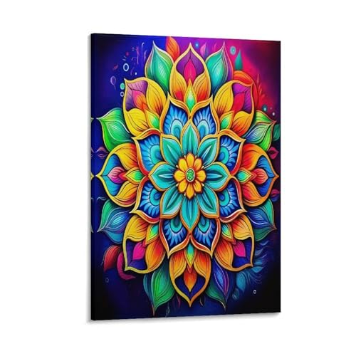 UNRXJZLVM Mandala Blume Wandbild Leinwand Gemälde Wand-Dekorationen Wandposter Kunstdruck Für Schlafzimmer Wohnzimmer Dekor 08x12inch(20x30cm) von UNRXJZLVM