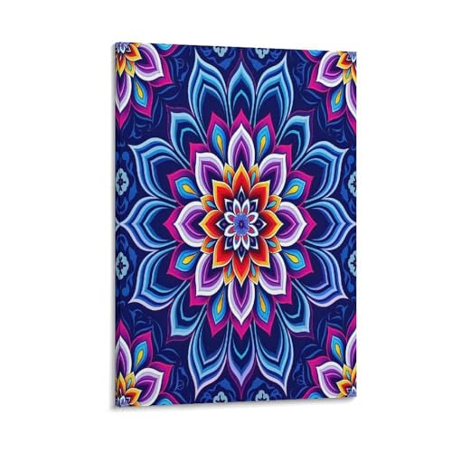 UNRXJZLVM Mandala Blume Wandbild Leinwand Gemälde Wand-Dekorationen Wandposter Kunstdruck Für Schlafzimmer Wohnzimmer Dekor 16x24inch(40x60cm) von UNRXJZLVM