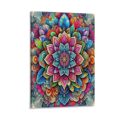 UNRXJZLVM Mandala Blume Wandbild Leinwand Gemälde Wand-Dekorationen Wandposter Leinwanddrucke Kunstwerk Für Bad Schlafzimmer Wanddekoration 08x12inch(20x30cm) von UNRXJZLVM