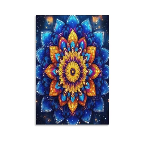 UNRXJZLVM Mandala Blume Wandbild Leinwand Gemälde Wanddekoration Fotoposter Kunstdruck Für Schlafzimmer Wanddekoration Gerahmt 16x24inch(40x60cm) von UNRXJZLVM