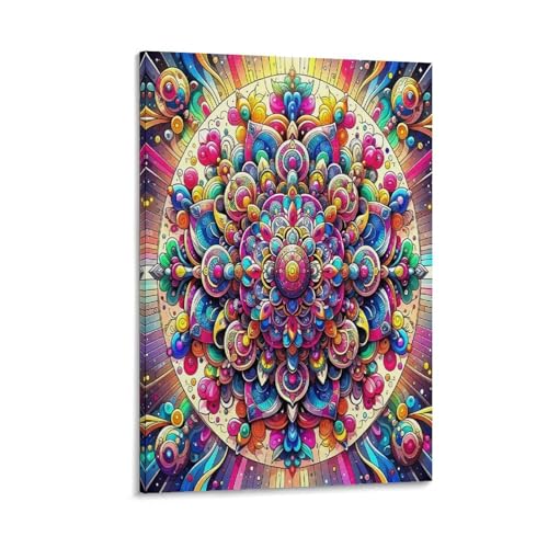 UNRXJZLVM Mandala Blume Wandbild Leinwand Gemälde Wanddekoration Fotoposter Leinwanddrucke Kunstwerk Für Schlafzimmer Wohnzimmer Dekor 08x12inch(20x30cm) von UNRXJZLVM
