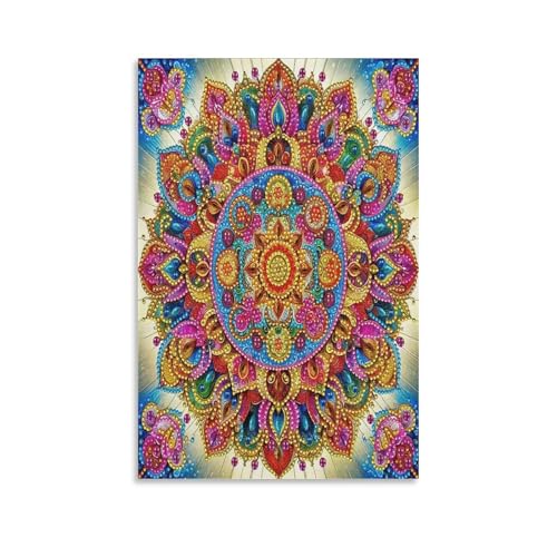 UNRXJZLVM Mandala Blume Wandbild Leinwand Gemälde Wanddekoration Fotoposter Leinwanddrucke Kunstwerk Für Schlafzimmer Wohnzimmer Dekor 16x24inch(40x60cm) von UNRXJZLVM