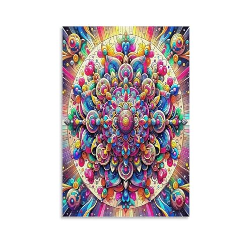 UNRXJZLVM Mandala Blume Wandbild Leinwand Gemälde Wanddekoration Poster Kunstdruck Für Bauernhaus Schlafzimmer Wohnzimmer Dekor 16x24inch(40x60cm) von UNRXJZLVM