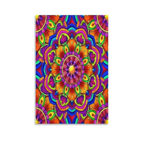 UNRXJZLVM Mandala Blume Wandbild Leinwand Gemälde Wanddekoration Poster Kunstdruck Für Schlafzimmer Wanddekoration Gerahmt 12x18inch(30x45cm) von UNRXJZLVM