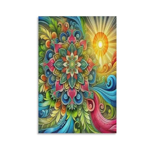 UNRXJZLVM Mandala Blume Wandbild Leinwand Gemälde Wanddekoration Poster Kunstdruck Für Schlafzimmer Wanddekoration Gerahmt 20x30inch(50x75cm) von UNRXJZLVM