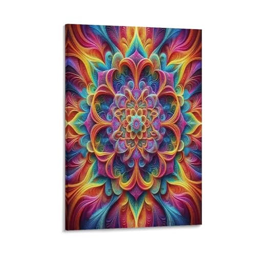 UNRXJZLVM Mandala Blume Wandbild Leinwand Gemälde Wanddekoration Poster Kunstdruck Für Schlafzimmer Wohnzimmer Dekor 08x12inch(20x30cm) von UNRXJZLVM