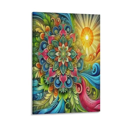UNRXJZLVM Mandala Blume Wandbild Leinwand Gemälde Wanddekoration Poster Kunstdruck Für Schlafzimmer Wohnzimmer Dekor 12x18inch(30x45cm) von UNRXJZLVM
