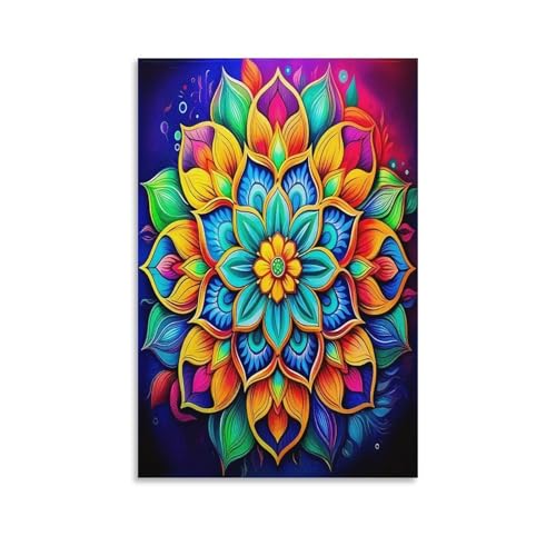 UNRXJZLVM Mandala Blume Wandbild Leinwand Gemälde Wanddekoration Poster Kunstdruck Für Schlafzimmer Wohnzimmer Dekor 20x30inch(50x75cm) von UNRXJZLVM