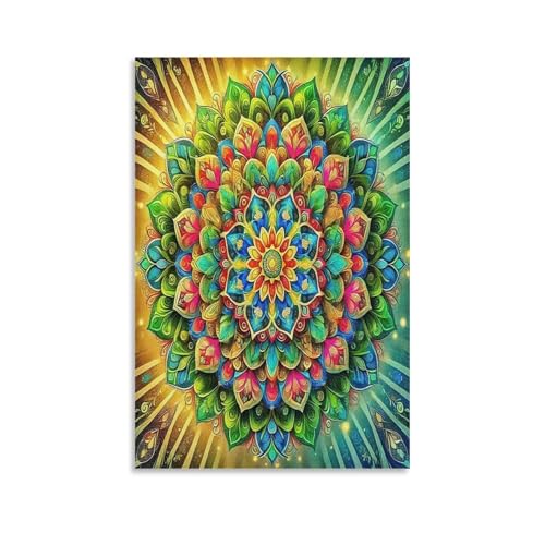 UNRXJZLVM Mandala Blume Wandbild Leinwand Gemälde Wanddekoration Poster Leinwanddrucke Kunstwerk Für Bauernhaus Schlafzimmer Wohnzimmer Dekor 12x18inch(30x45cm) von UNRXJZLVM