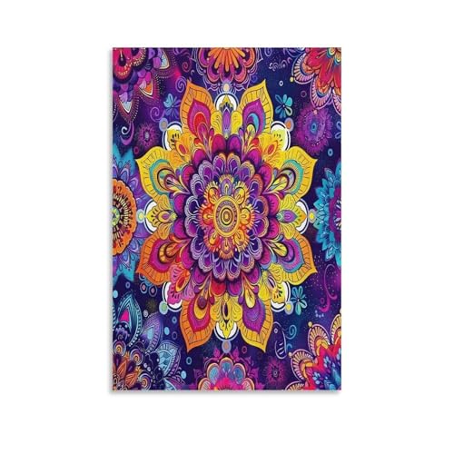 UNRXJZLVM Mandala Blume Wandbild Leinwand Gemälde Wanddekoration Poster Leinwanddrucke Kunstwerk Für Bauernhaus Schlafzimmer Wohnzimmer Dekor 12x18inch(30x45cm) von UNRXJZLVM