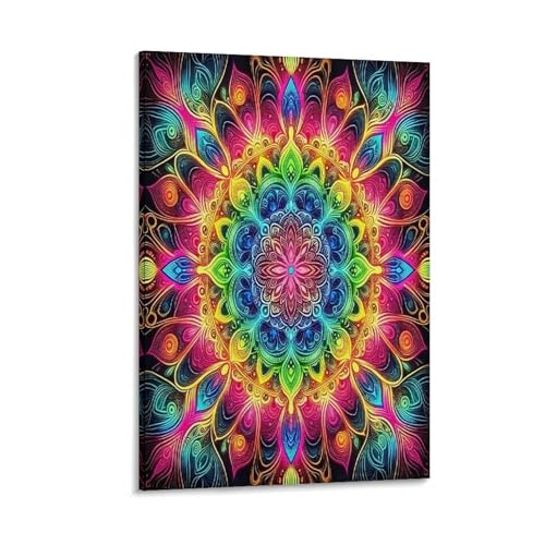 UNRXJZLVM Mandala Blume Wandbild Leinwand Gemälde Wanddekoration Poster Leinwanddrucke Kunstwerk Für Schlafzimmer Wanddekoration Gerahmt 12x18inch(30x45cm) von UNRXJZLVM