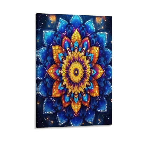 UNRXJZLVM Mandala Blume Wandbild Leinwand Gemälde Wanddekoration Wandposter Kunstdruck Für Bauernhaus Schlafzimmer Wohnzimmer Dekor 16x24inch(40x60cm) von UNRXJZLVM