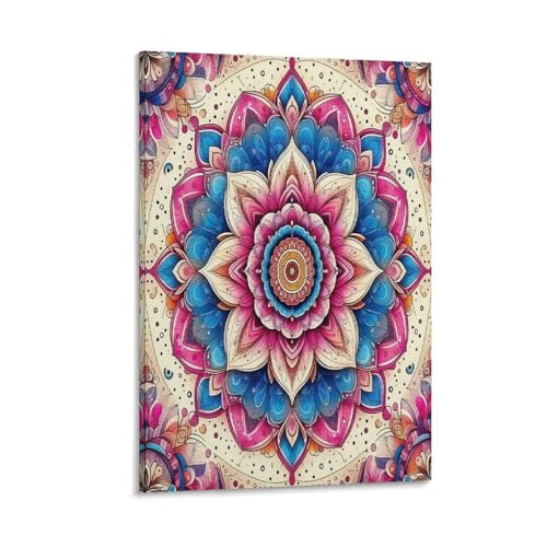 UNRXJZLVM Mandala Blume Wandbild Leinwand Gemälde Wanddekoration Wandposter Kunstdruck Für Schlafzimmer Wohnzimmer Dekor 08x12inch(20x30cm) von UNRXJZLVM
