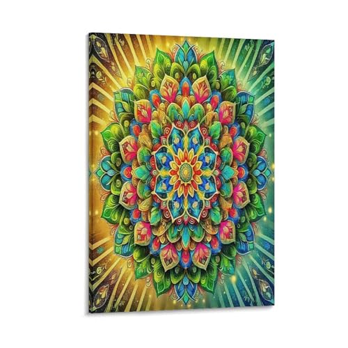 UNRXJZLVM Mandala Blume Wandbild Leinwand Gemälde Wanddekoration Wandposter Leinwanddrucke Kunstwerk Für Schlafzimmer Wanddekoration Gerahmt 08x12inch(20x30cm) von UNRXJZLVM