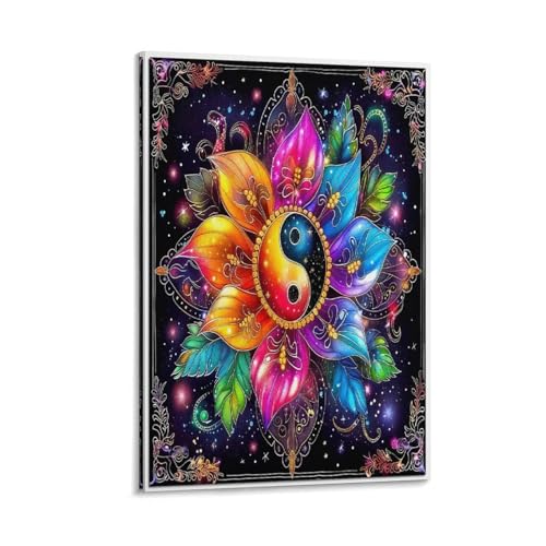 UNRXJZLVM Mandala Blume Wandbild Leinwand Gemälde Wanddekoration Wandposter Leinwanddrucke Kunstwerk Für Schlafzimmer Wohnzimmer Dekor 20x30inch(50x75cm) von UNRXJZLVM