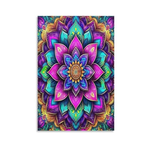 UNRXJZLVM Mandala Blume Wandbild Leinwand Gemälde Wohnzimmer Deko Wand Poster Kunstdruck Für Bauernhaus Schlafzimmer Wohnzimmer Dekor 08x12inch(20x30cm) von UNRXJZLVM