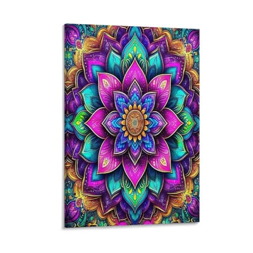 UNRXJZLVM Mandala Blume Wandbild Leinwand Gemälde Wohnzimmer Deko Wand Poster Kunstdruck Für Schlafzimmer Wohnzimmer Dekor 08x12inch(20x30cm) von UNRXJZLVM