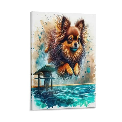 UNRXJZLVM Netter Hund Wandbild Leinwand Gemälde Wohnzimmer Deko Wand Poster Kunstdruck Für Bauernhaus Schlafzimmer Wohnzimmer Dekor 12x18inch(30x45cm) von UNRXJZLVM