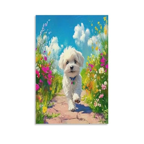 UNRXJZLVM Netter Hund Wandbild Leinwand Gemälde Wohnzimmer Deko Wand Poster Kunstdruck Für Bauernhaus Schlafzimmer Wohnzimmer Dekor 16x24inch(40x60cm) von UNRXJZLVM