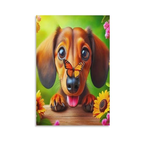 UNRXJZLVM Netter Hund Wandbild Leinwand Gemälde Wohnzimmer Deko Wand Poster Kunstdruck Für Schlafzimmer Wohnzimmer Dekor 08x12inch(20x30cm) von UNRXJZLVM
