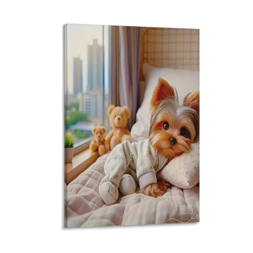 UNRXJZLVM Netter Hund Wandbild Leinwand Gemälde Wohnzimmer Deko Wand Poster Kunstdruck Für Schlafzimmer Wohnzimmer Dekor 16x24inch(40x60cm) von UNRXJZLVM