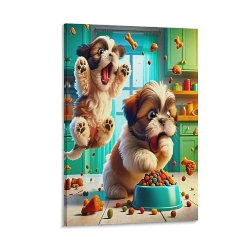 UNRXJZLVM Netter Hund Wandbild Leinwand Gemälde Wohnzimmer Deko Wand Poster Kunstdruck Für Schlafzimmer Wohnzimmer Dekor 16x24inch(40x60cm) von UNRXJZLVM
