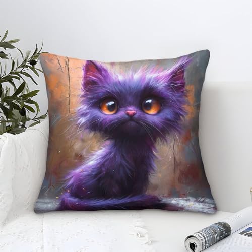 UNRXJZLVM Niedliche Katze Kissenbezug 1er Set Kissenbezüge Wohnzimmer Kissenhülle Couchkissen Polyester Polster Textil Für Sofa Schlafzimmer Couch Outdoor Zierkissen 40x40cm von UNRXJZLVM