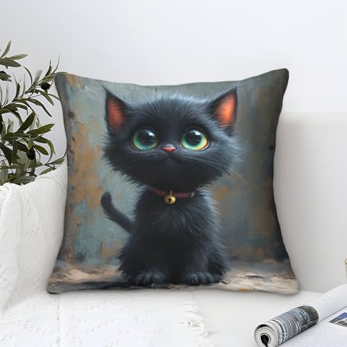 UNRXJZLVM Niedliche Katze Kissenbezug 1er Set Kissenbezüge Wohnzimmer Kissenhülle Sofakissen Waschbar Kopfkissenbezug Für Sofa Schlafzimmer Couch Outdoor Zierkissen 50x50cm von UNRXJZLVM