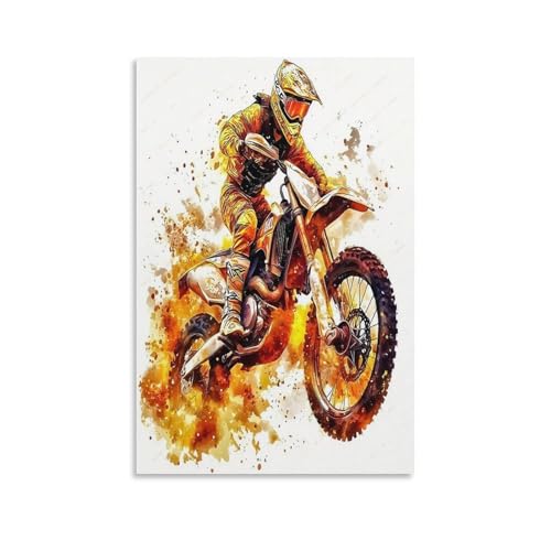 UNRXJZLVM Offroad Motorrad Wandbild Leinwand Gemälde Wohnzimmer Deko Wand Poster Kunstdruck Für Bauernhaus Schlafzimmer Wohnzimmer Dekor 12x18inch(30x45cm) von UNRXJZLVM