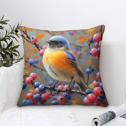UNRXJZLVM Robin Vogel Kissenbezug 1er Set Kissenbezüge Wohnzimmer Kissenhülle Couchkissen Polyester Polster Textil Für Sofa Schlafzimmer Couch Outdoor Deko Kissen 40x40cm von UNRXJZLVM