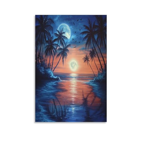 UNRXJZLVM Tropical Strand Poster, DekoRatteives Gemälde, Leinwand, Wandkunst, Wohnzimmer, Poster, Schlafzimmer, Gemälde 12x18inch(30x45cm) von UNRXJZLVM