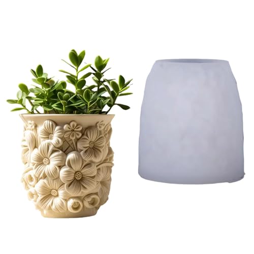 Aufwendige Silikon-Pflanzgefäßform mit Blumenakzent, Kunstharz, Blumengieß-Töpfe für einzigartige Schmucktablett, Geschenk, leicht zu lösen, Silikon von UNTERING